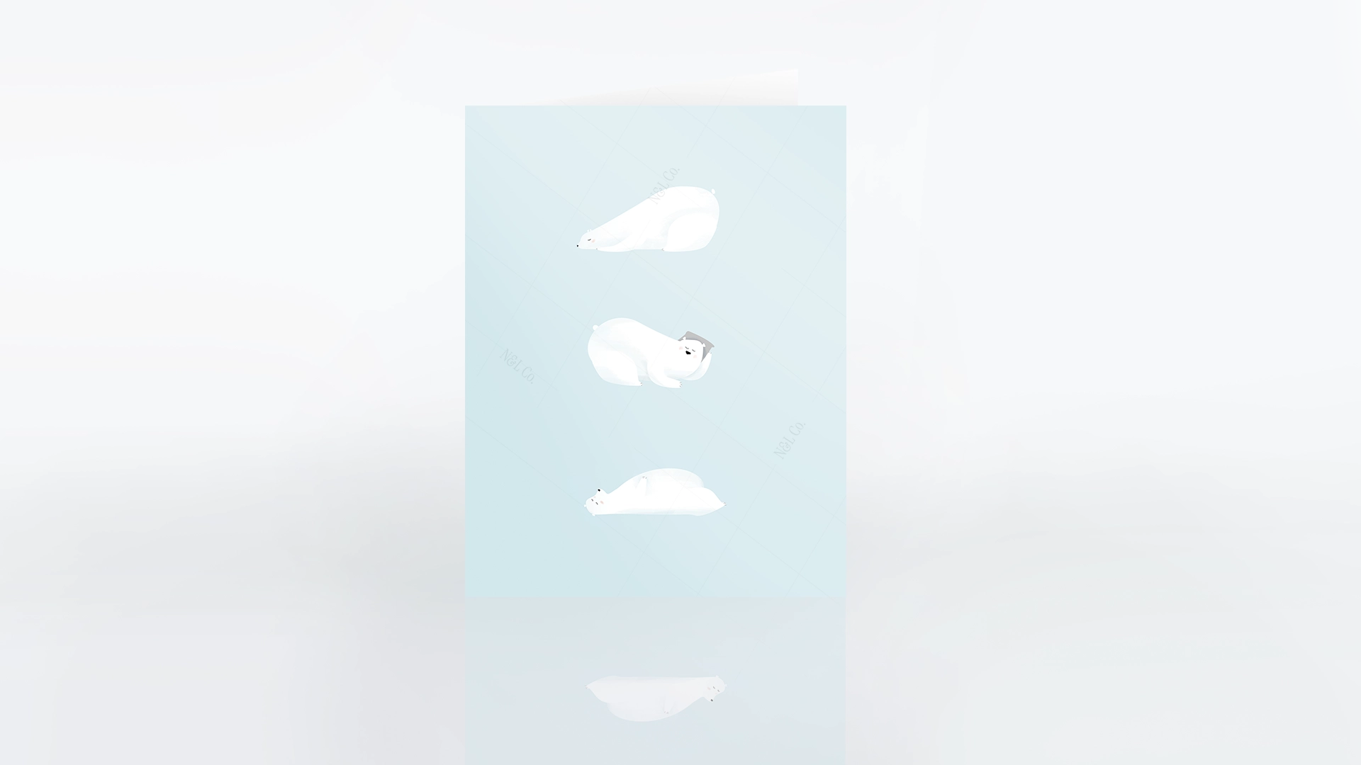 Nuts & Lemons Co designed greeting card with 3 sleeping polar bears